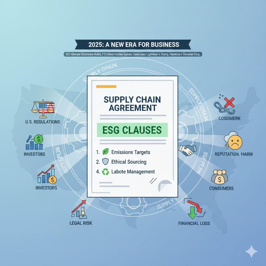 EMBEDDING ESG & SUSTAINABILITY CLAUSES IN U.S. SUPPLIER / PARTNER AGREEMENTS — WHAT’S CHANGING IN 2025