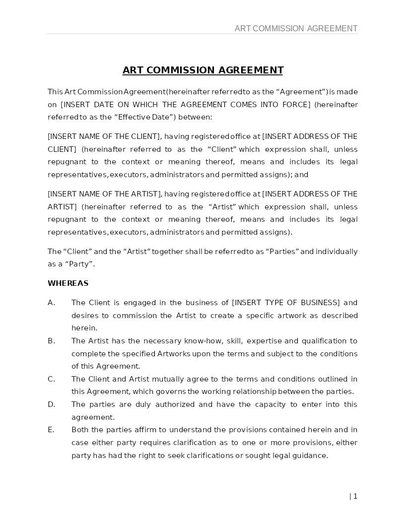 ART COMMISSION AGREEMENT