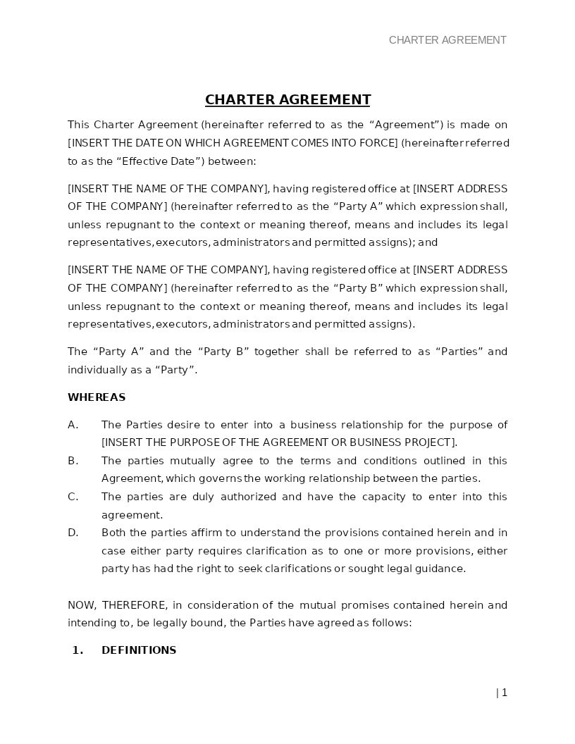 CHARTER AGREEMENT