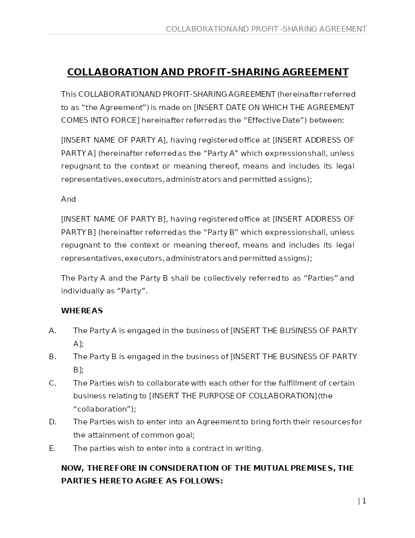 COLLABORATION AND PROFIT-SHARING AGREEMENT