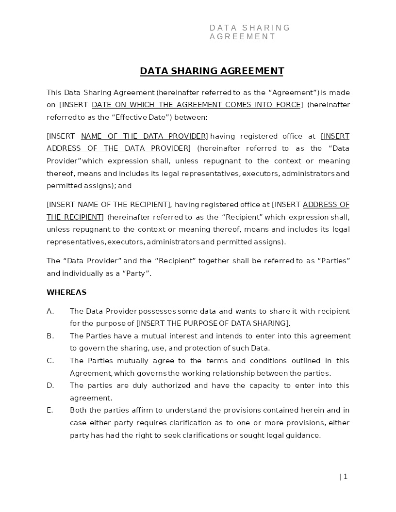 DATA SHARING AGREEMENT