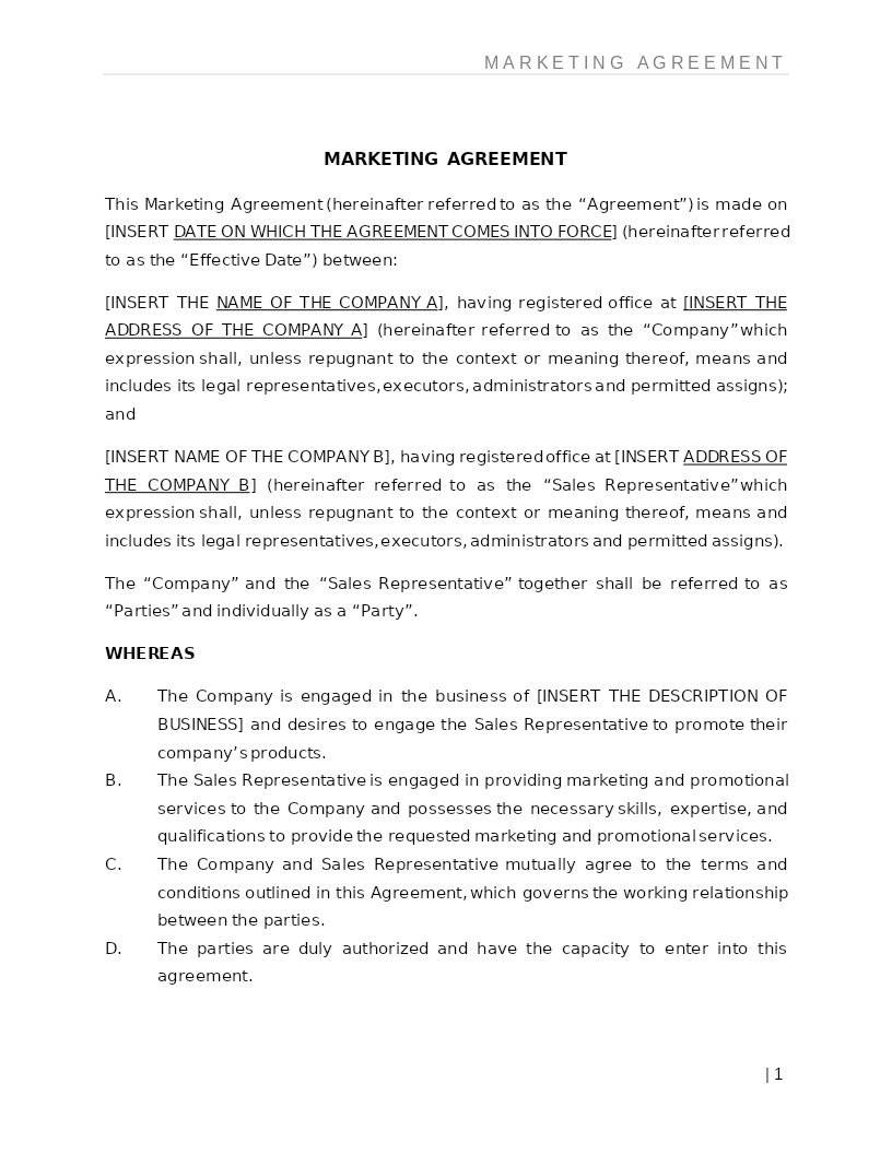 MARKETING AGREEMENT