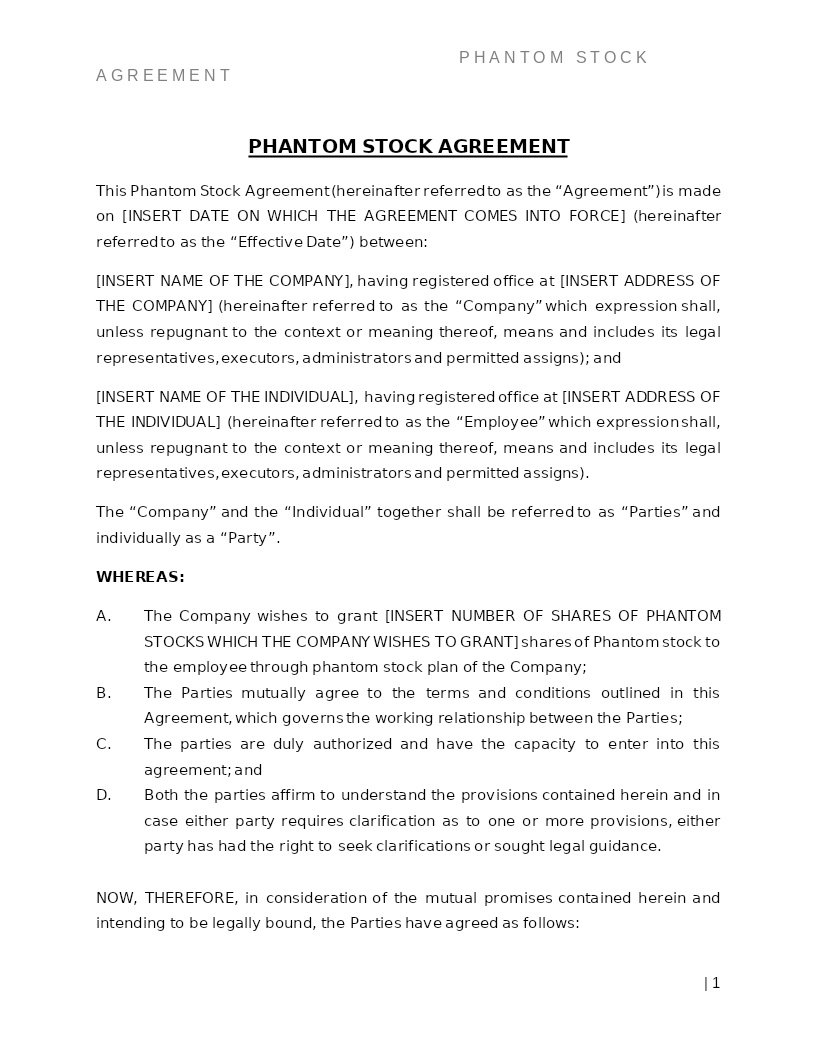PHANTOM STOCK AGREEMENT