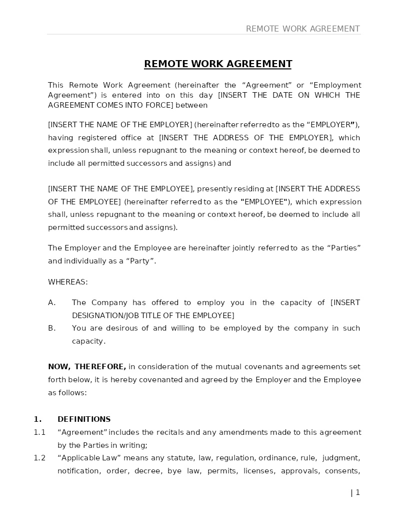 REMOTE WORK AGREEMENT