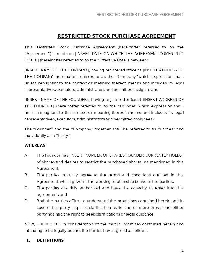 RESTRICTED STOCK PURCHASE AGREEMENT
