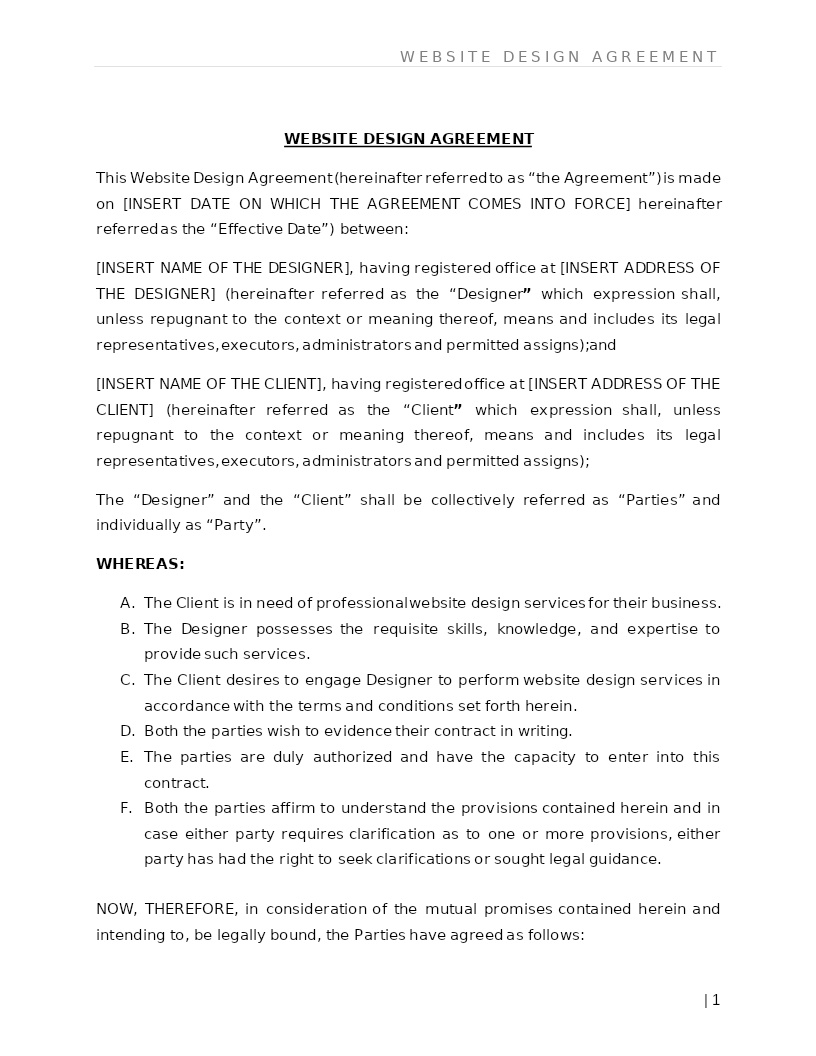 WEBSITE DESIGN AGREEMENT